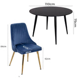 Blue Velvet Bistro Dining Set - Extra Image