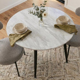 Round MDF Marbling Dining Table - Side View