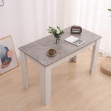 Grey Rectangular Dining Table with 4x Blue Velvet Chairs - Top-Down View