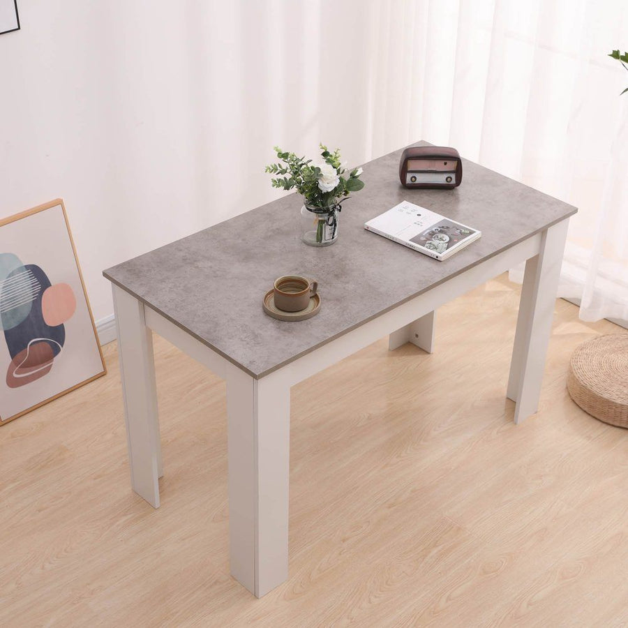 Grey Rectangular Dining Table with 4x Blue Velvet Chairs, image 4