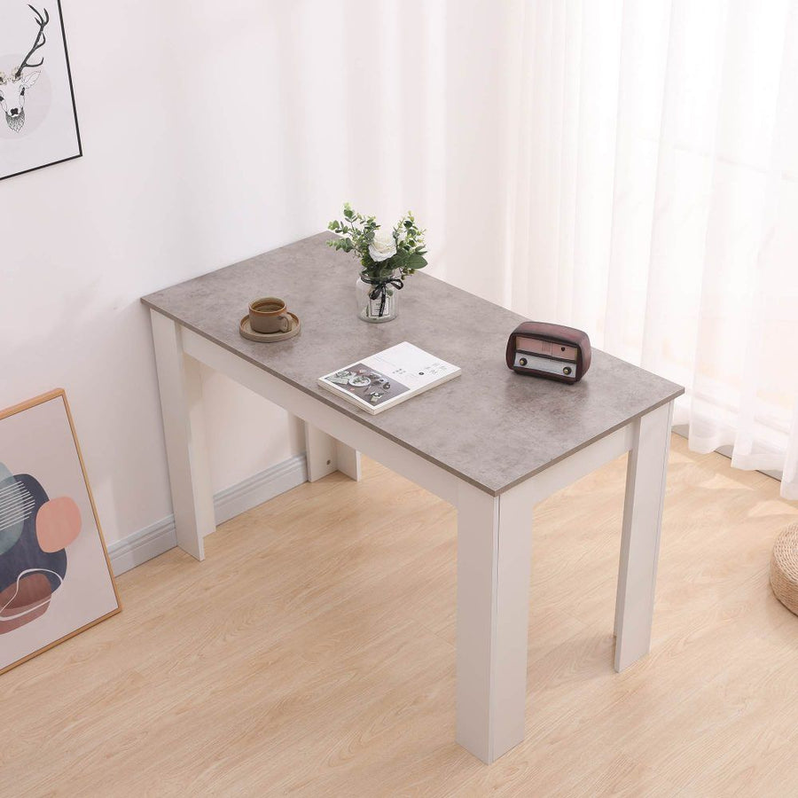 Grey Rectangular Dining Table with 4x Blue Velvet Chairs, image 5