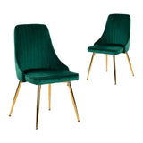 Grey Rectangular Dining Table with 4x Green Velvet Chairs - Extra Image