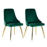 Grey Rectangular Dining Table with 4x Green Velvet Chairs - Extra Image