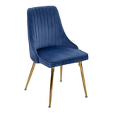 Natural Rectangular Dining Table with 4x Blue Velvet Chairs - Extra Image