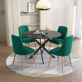 The Velvet Marble Table and Chair Set - Side View
