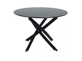 Round Marble-Effect Table-Black - Close-Up Angle