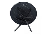 Round Marble-Effect Table-Black - Low Angle