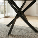 Round Marble-Effect Table-Black - Extra Image
