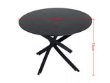 Round Marble-Effect Table-Black - Low Angle