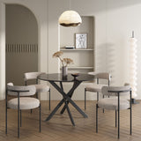 Round Marble-Effect Table-Black - Side View
