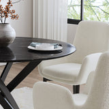 Round Marble-Effect Table-Black - Close-Up Angle