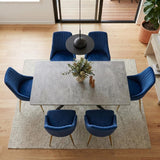 Dining Delight: Rectangular Table and Navy Velvet Chairs Dining Set