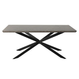 Dining Delight: Rectangular Table and Navy Velvet Chairs Dining Set - Close-Up Angle