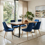 Dinero: Navy Velvet&Natural Table Set - Side View
