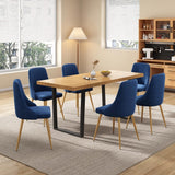 Dinero: Navy Velvet&Natural Table Set - Top-Down View
