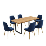 Dinero: Navy Velvet&Natural Table Set - 45-Degree Angle