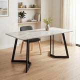 Rectangular Marble-Effect Table - Front View