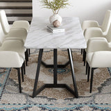 Rectangular Marble-Effect Table - 45-Degree Angle