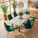 Marbleous Green Velvet Dining Set