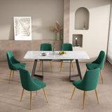 Marbleous Green Velvet Dining Set - Side View
