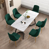 Marbleous Green Velvet Dining Set - Top-Down View