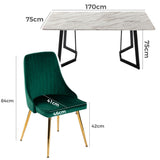 Marbleous Green Velvet Dining Set - Extra Image