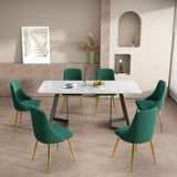 Marbleous Green Velvet Dining Set - Front View