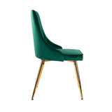Marbleous Green Velvet Dining Set - Low Angle