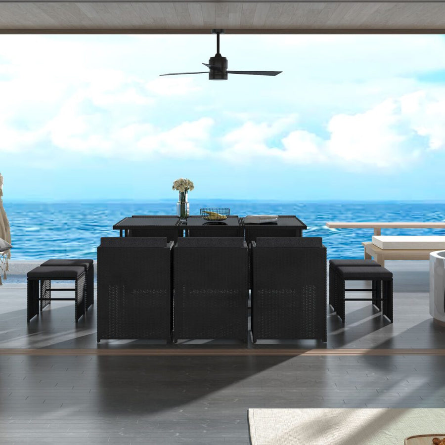 Bali 11 Piece Outdoor Dining Set-Black, image 3