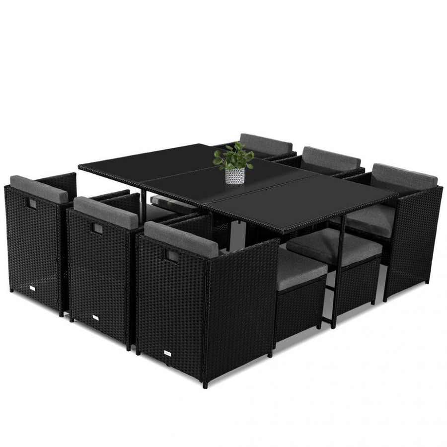 Bali 11 Piece Outdoor Dining Set-Black, image 4