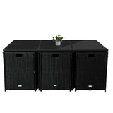 Bali 11 Piece Outdoor Dining Set-Black - Rear View