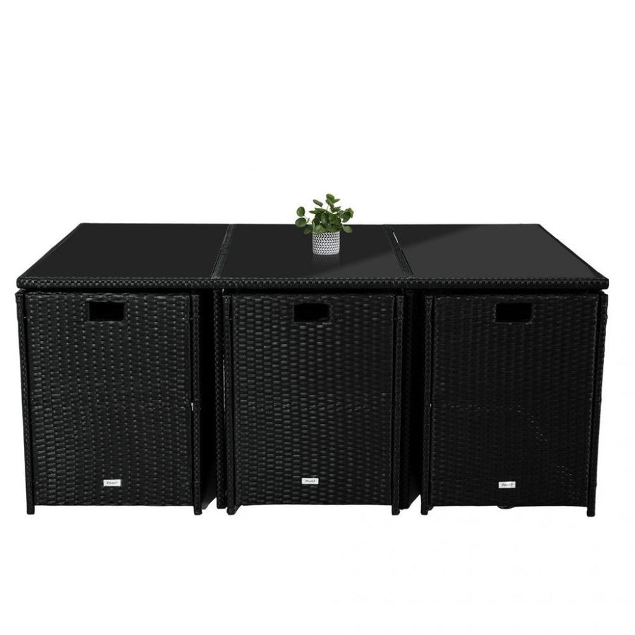 Bali 11 Piece Outdoor Dining Set-Black, image 6