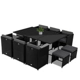 Bali 11 Piece Outdoor Dining Set-Black - 45-Degree Angle