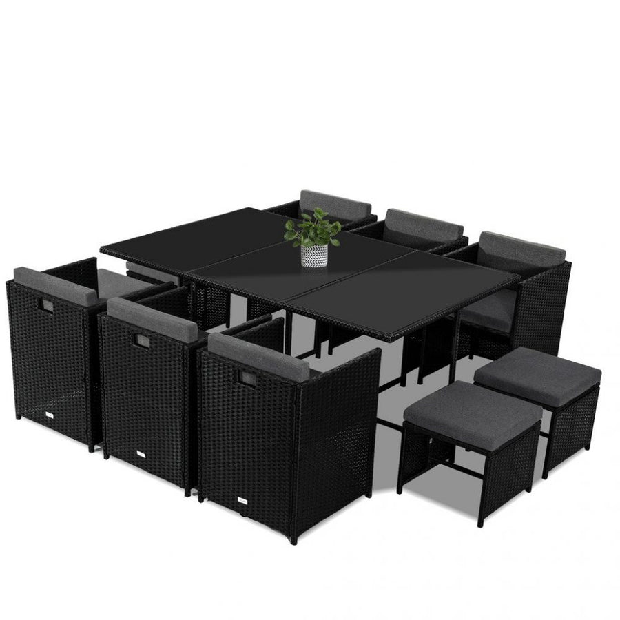 Bali 11 Piece Outdoor Dining Set-Black, image 5