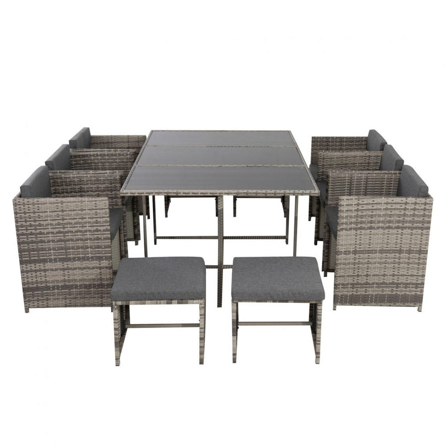 Bali 11 Piece Outdoor Dining Set-Grey, image 5