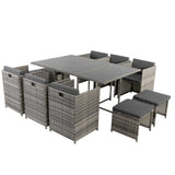 Bali 11 Piece Outdoor Dining Set-Grey - Top-Down View
