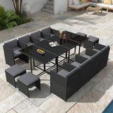 Bali 13PC Outdoor Dining Set-Black - Front View