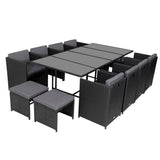 Bali 13PC Outdoor Dining Set-Black - 45-Degree Angle