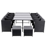 Bali 13PC Outdoor Dining Set-Black - Rear View