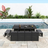 Bali 13PC Outdoor Dining Set-Black - Top-Down View