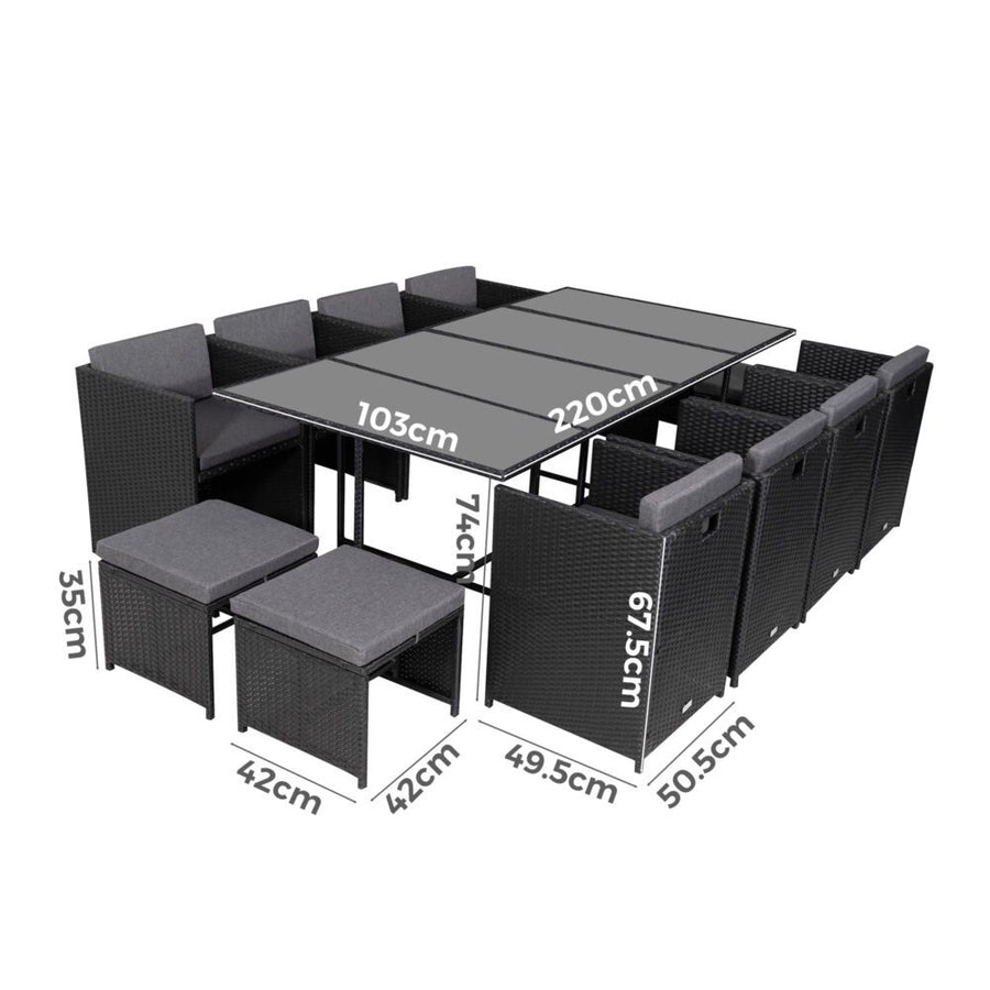 Bali 13PC Outdoor Dining Set-Black, image 10