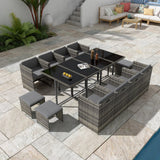 Bali 13PC Outdoor Dining Set-Grey - Front View