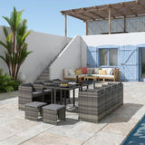 Bali 13PC Outdoor Dining Set-Grey - Side View