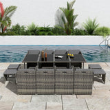 Bali 13PC Outdoor Dining Set-Grey - Top-Down View