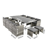 Bali 13PC Outdoor Dining Set-Grey - Extra Image