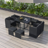 Horrocks 8 Seater Outdoor Dining Set-Black - Side View