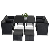 Horrocks 8 Seater Outdoor Dining Set-Black - 45-Degree Angle