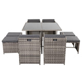 Horrocks 8 Seater Outdoor Dining Set-Grey - Low Angle