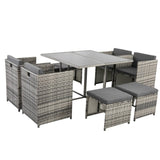 Horrocks 8 Seater Outdoor Dining Set-Grey - Rear View