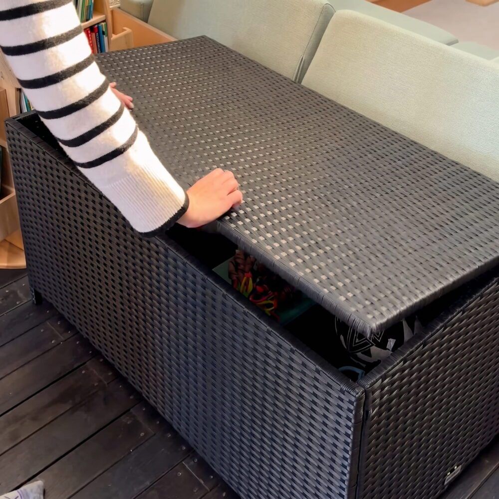 Outdoor PE Wicker Storage Box Garden 320L-Black